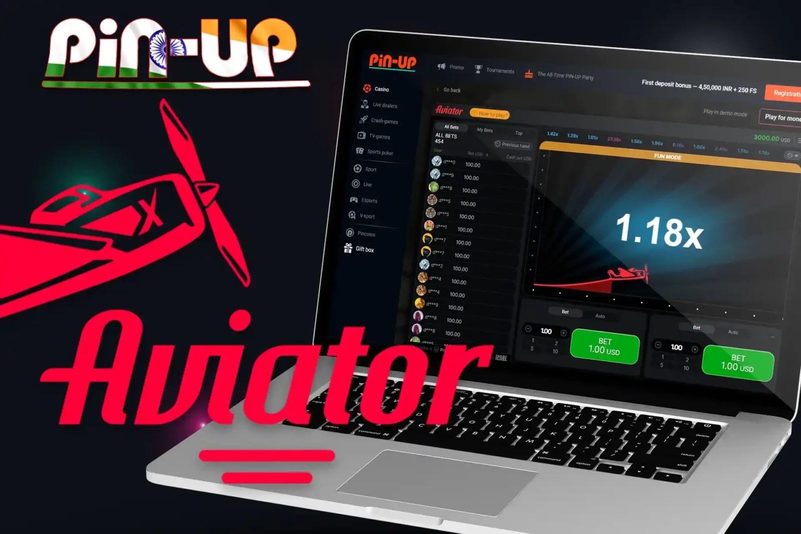 Play the game Aviator on Pin-Up