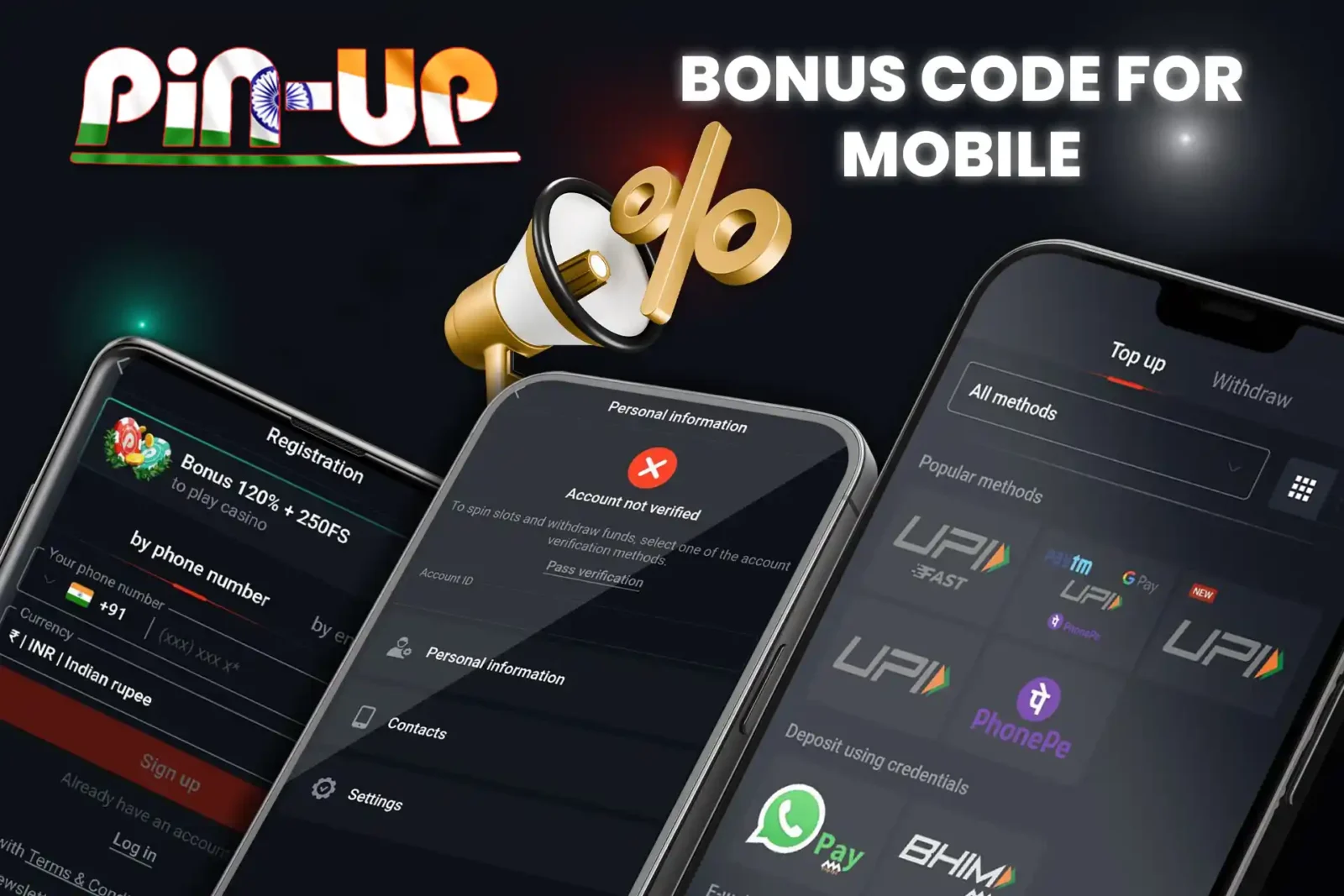 Register on the website, make a deposit and activate the promo code using your mobile device