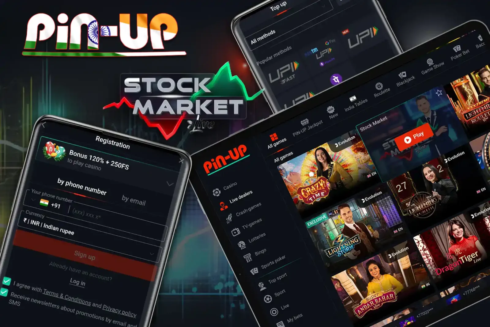 Register on the site, make a deposit and play Stock Market