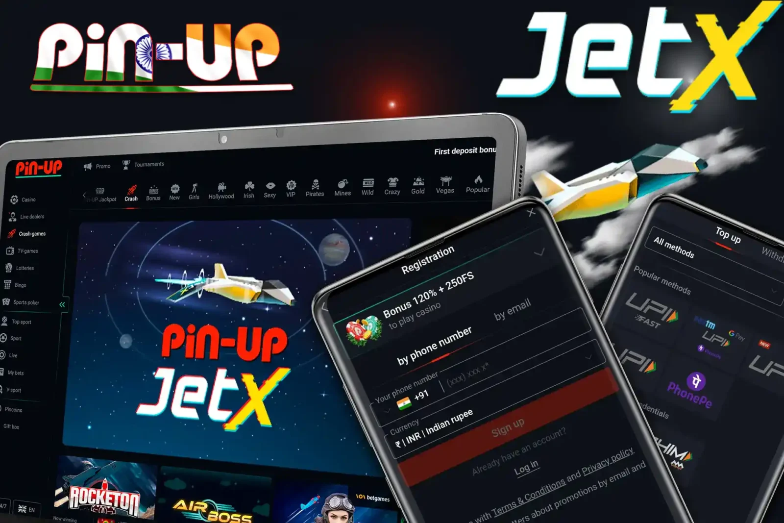 Register, make a deposit and start playing JetX