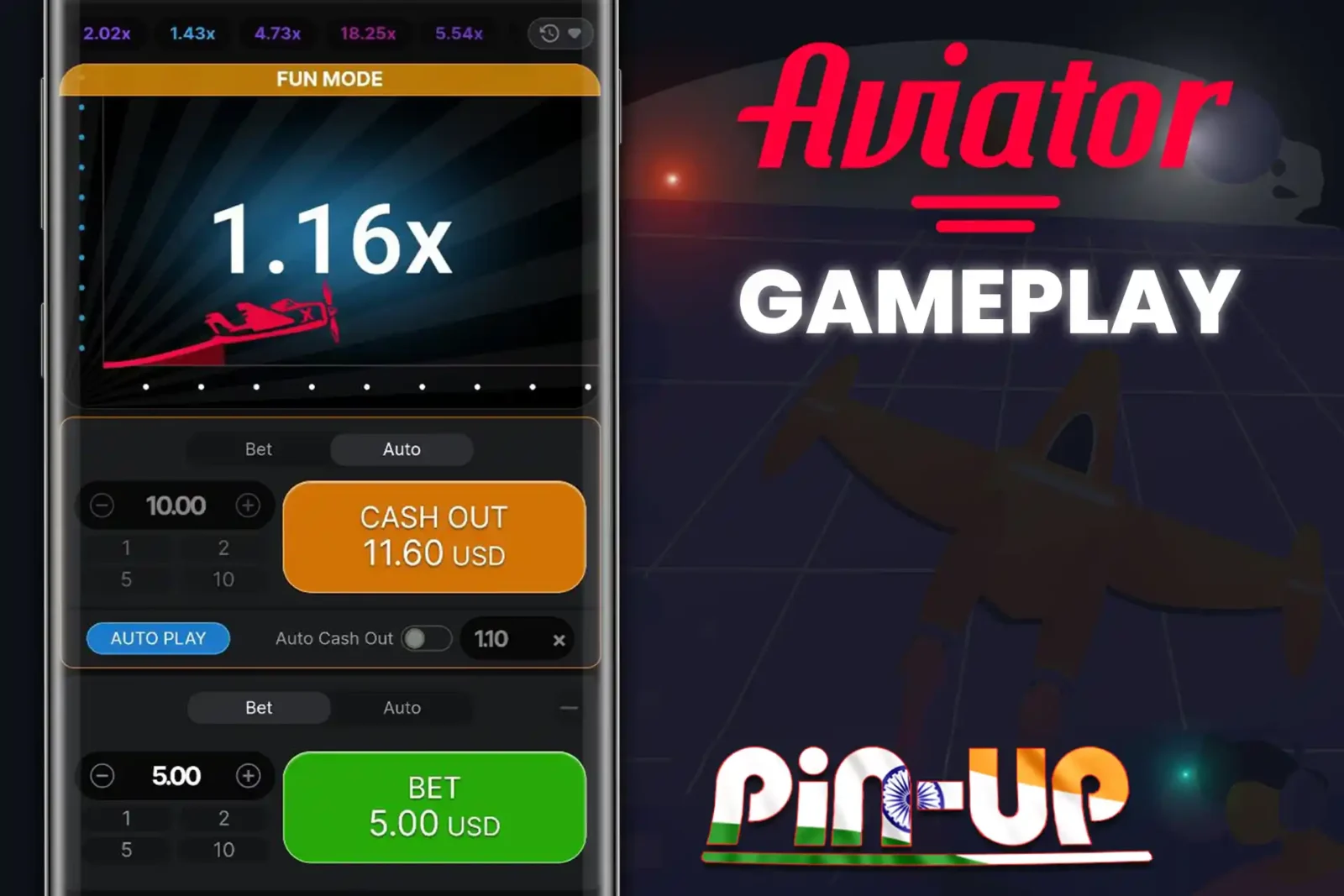 Check out the gameplay of the game Aviator