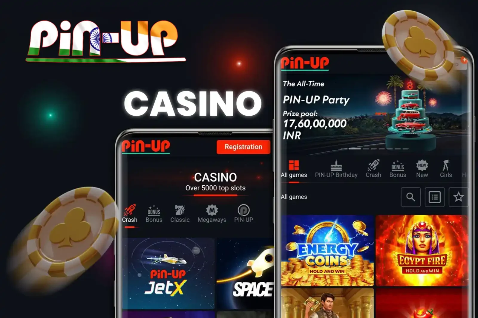 Lots of casino gambling games in the mobile app from Pin Up