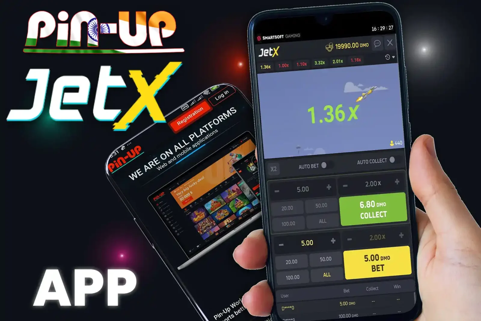 Play JetX with the Pin Up mobile app
